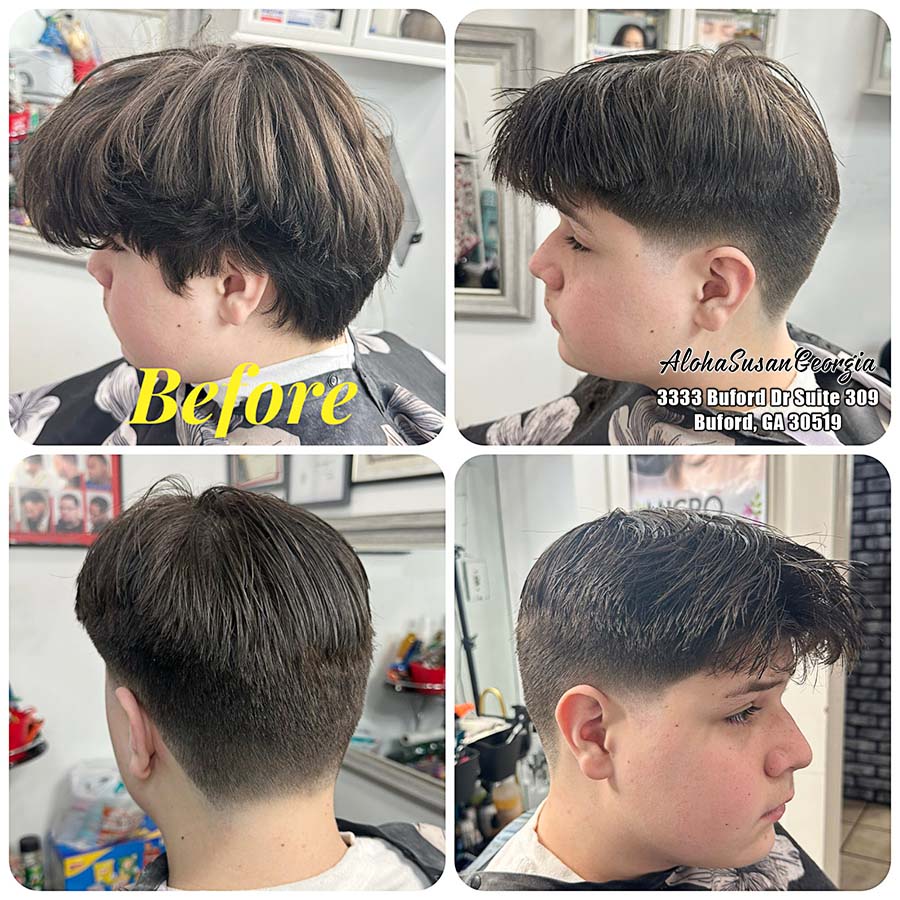 Hair cut, hairstyle, barbershop Buford GA 30519 - Aloha Susan Georgia